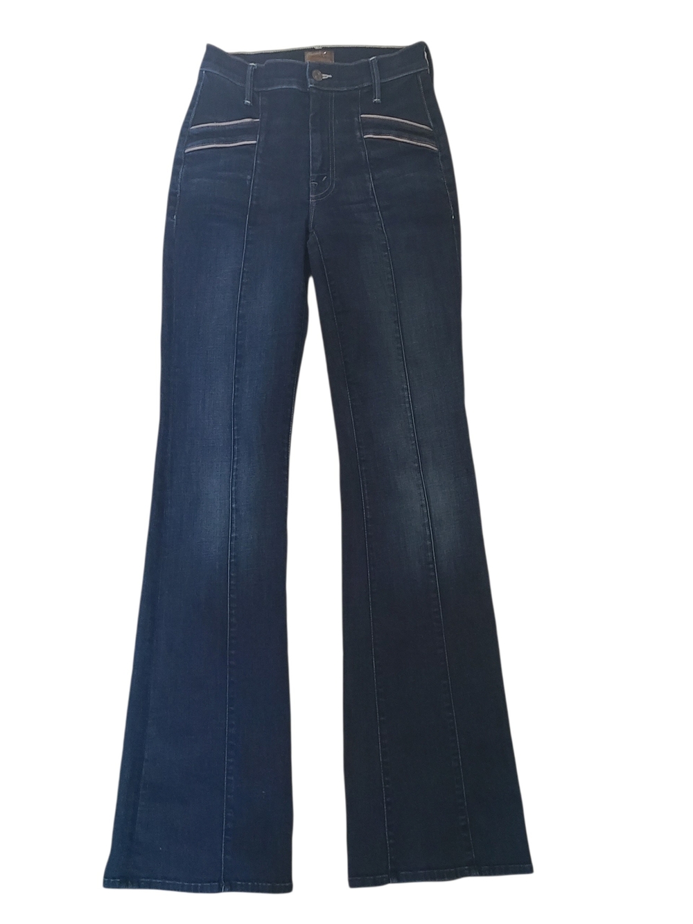 Mother The Slant Pocket Drama Flare Retro Dark Wash High Rise  Jeans 24